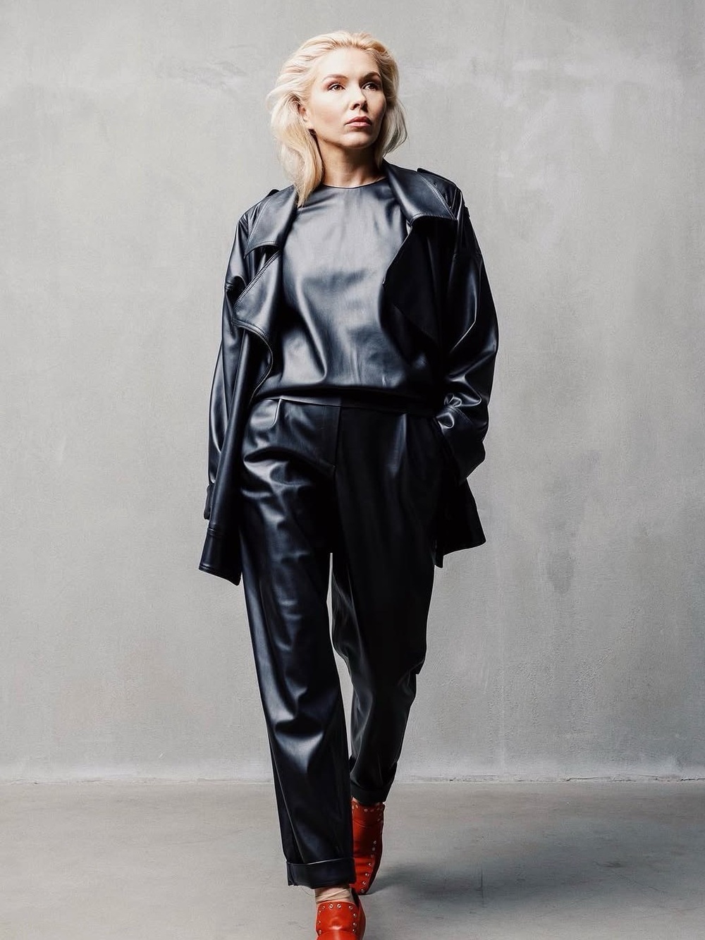 Julia Allert Black Faux Leather Moto Jacket